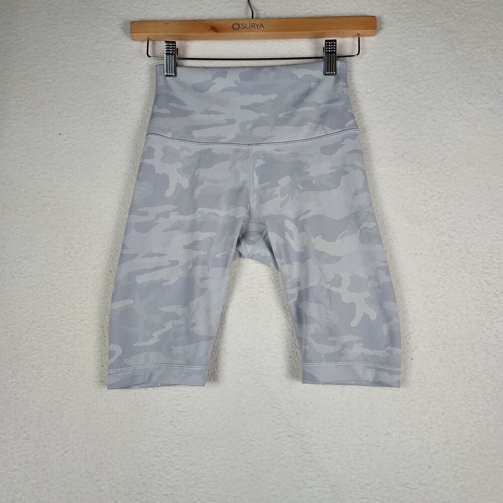 Lululemon Align Shorts Size 4 Gray Camo High Rise Yoga Biker Shorts Soft Stretch